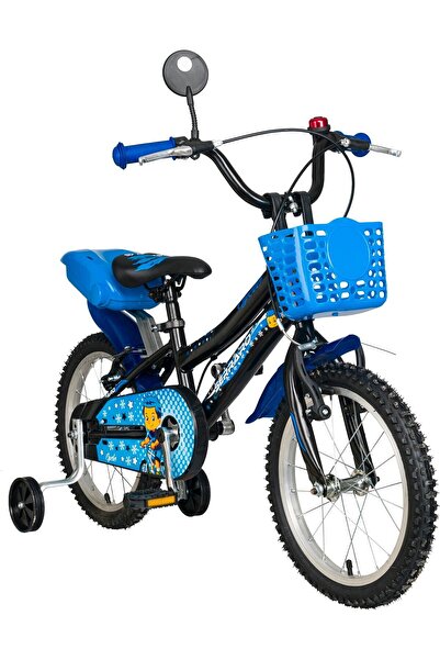 Serraro 16 Jant Çocuk Bisikleti Model Siyah-mavi Çamurluk Ve Sepetli Lüks