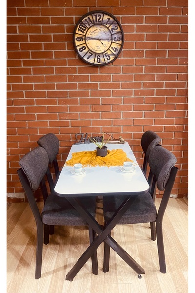 BAMBEDS MOBİLYA Masa Takımı, Yemek Masası, Mutfak Masası, 60*120Beyaz Elma Ke...