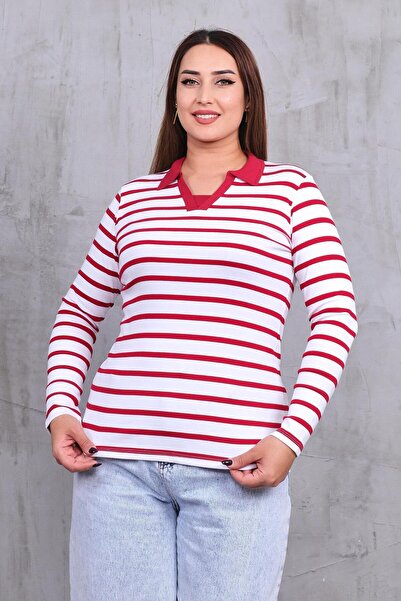 Siyezen Plus Size Polo Collar Cotton Lycra Blouse