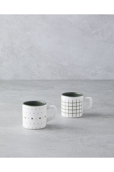 English Home Σετ φλιτζάνι καφέ Remixy Ceramic Green - 110 ml Σετ των 2