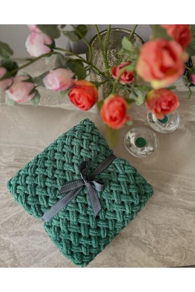 Elimin Çamuru بطانية أليز منتفخة محبوكة يدويًا، هدية شتوية، مفرش سرير من الصو...