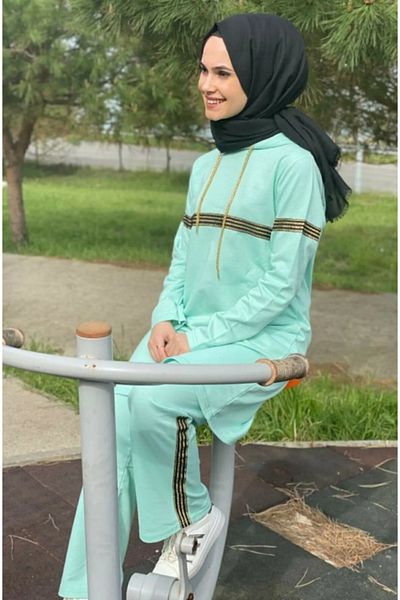 CNG MODA Women's Hooded Glitter Stripe Tracksuit Set