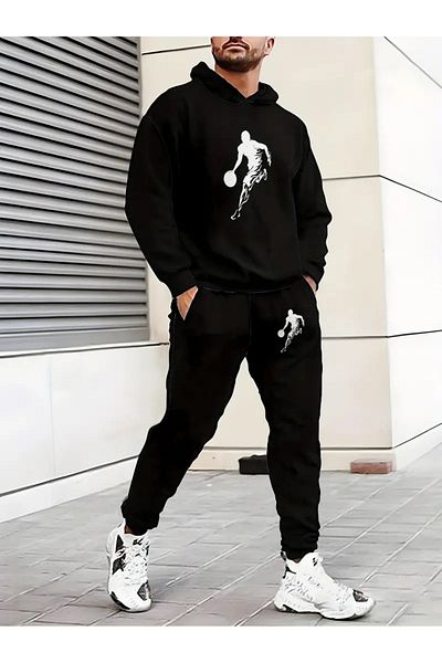 YOHO SPORT Σετ αθλητικών φόρμας με κουκούλα μπασκετμπολίστας - Ροζ και βαμβακερό, μαλακό παχύ σετ 2 τεμαχίων