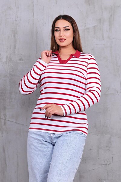 Siyezen Plus Size Polo Collar Cotton Lycra Blouse