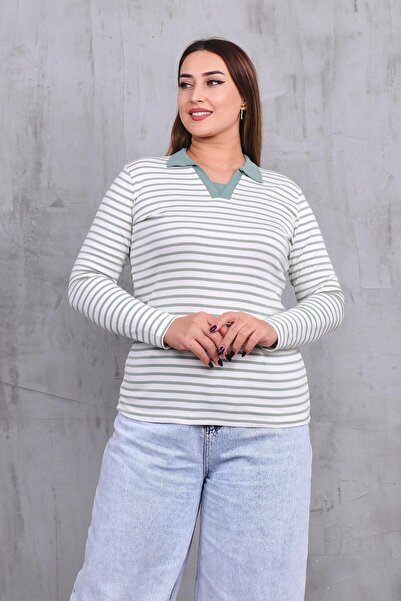 Siyezen Plus Size Polo Collar Cotton Lycra Blouse