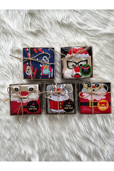 fethi mekik 5 Adet Kutulu Yılbaşı Noel Christmas Çorap Seti