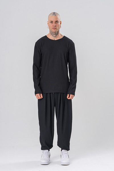 go gang own Burn Overlock Stitching Ribbed Sweatshirt