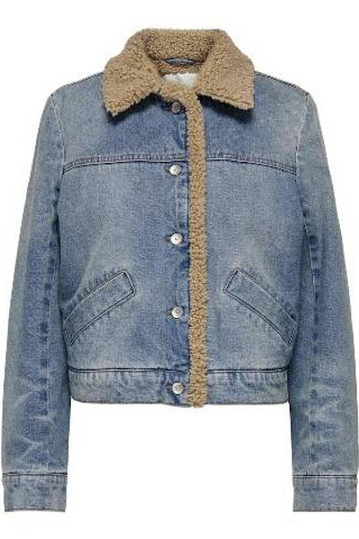 Only teddy sleeve denim jacket top