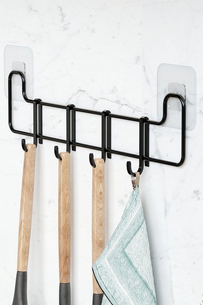 zabata Adhesive Kitchen Hanger Black Metal Hanger Wall Hanger Organizer Countertop Organizer