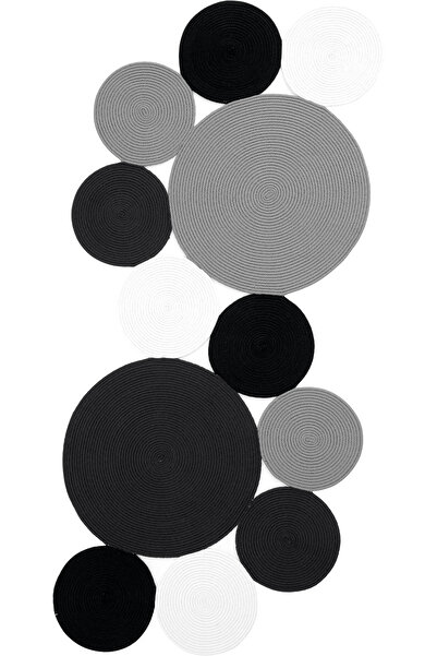 Cool Halı Luke 849 Siyah Beyaz Oval Halı Paspas Bohem Örgü Hasır Kilim Dekora...