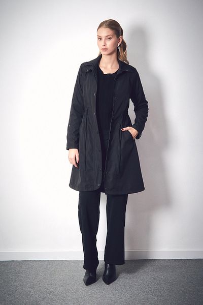 Fulla Moda Trench cu mânecă pliabilă și talie elastică