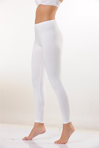 MODA Γυναικείο μακρύ κολάν από λευκό βαμβακερό μεταξένιο υφή