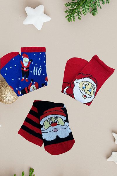 MAZEN Christmas Themed Happy Christmas Stocking - Size 36-42, 3 Pairs of New Year's New Year's New Year's New Year's New Year's New Year's