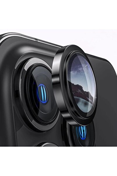 ENNAR حماية عدسة الياقوت الزجاجي الحقيقي لهاتف Apple iPhone 12 باللون الأسود