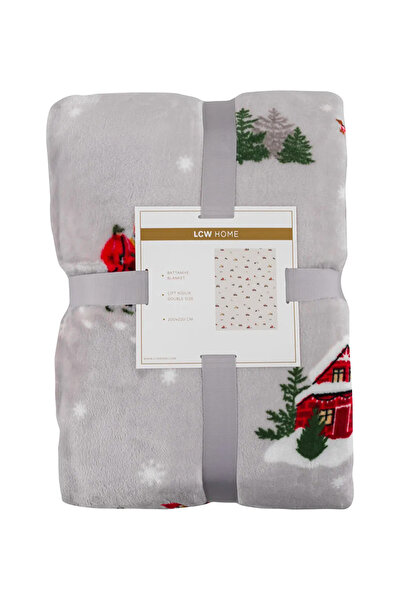 LC Waikiki Home Gray Christmas Themed Double Blanket 200X220 cm