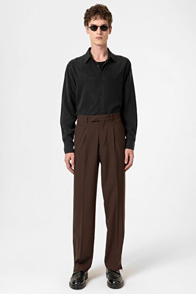 Antioch Kahve Yüksek Bel Paça Fermuarlı Erkek Pantolon