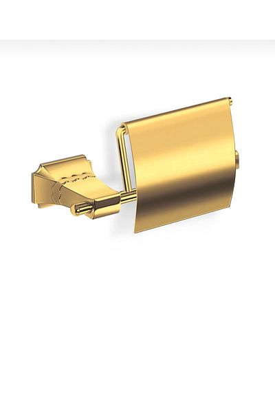 İSAOĞLU YAPI Gold Toilet Paper Holder Classic Vintage Phaselis Design Gold Bathroom Paper Holder
