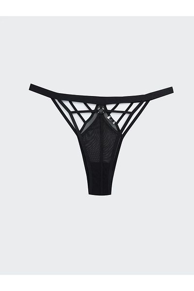 LC Waikiki LCW DREAM Μαύρο διαφανές βραζιλιάνικο εσώρουχο με λεπτομέρειες
