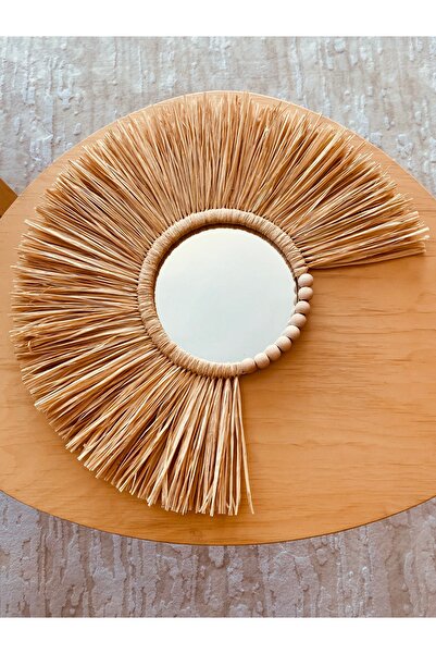 Aylak Tasarım Aylak Şeyler boncuklu yelpaze ayna rafya ayna