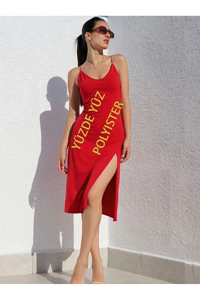 AŞAR MODA TEKSTİL Rochie de noapte decoltată cu spatele roșu pentru femei