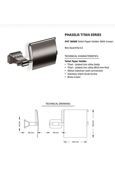 İSAOĞLU YAPI Matte Black Toilet Paper Holder Classic Vintage Phaselis Design Bathroom Paper Holder