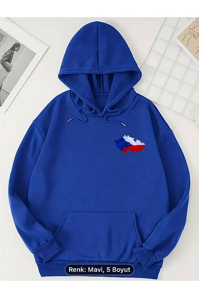 Minikelya Czech Republic Flag Custom Graphic Printed Kangaroo Sweatshirt