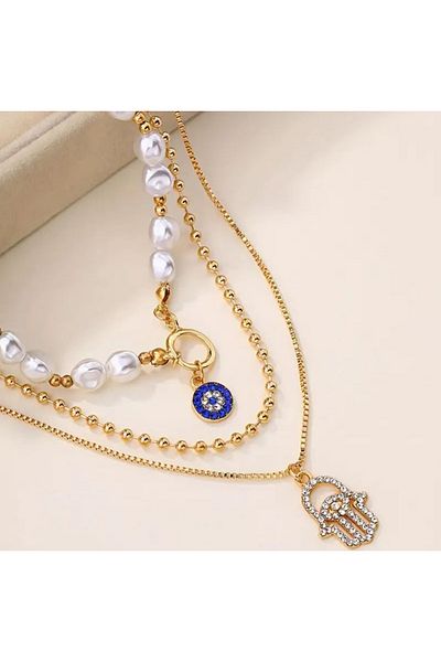 Store Multilayer Artificial Pearl Boho Style Necklace