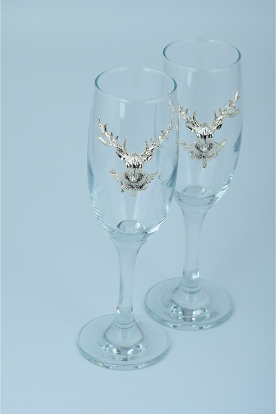 iQey Home كوب ماء بجانب القهوة بتفاصيل غزال فضي