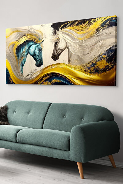 Evinemoda Soyut Atlar Renkli ve Dinamik Tek Parça Kanvas - Canvas Tablo