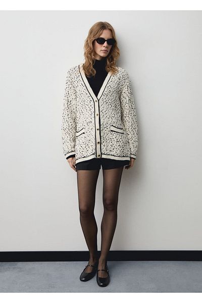 MANGO Woman Wide Cut Cardigan with Shawl