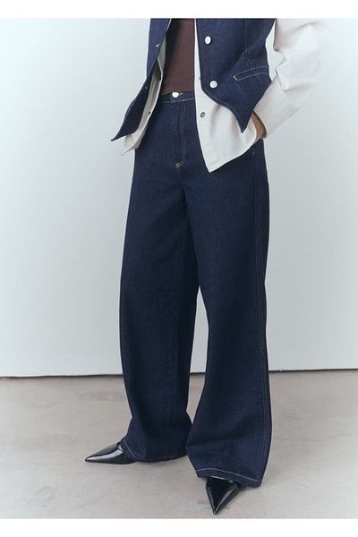 MANGO Woman Öblítse le a széles lábú Jean