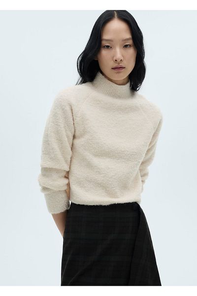 MANGO Woman Perkins Collar Boucle Sweater