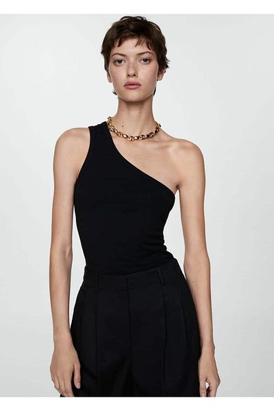 MANGO Woman Asymmetrische Baumwollbluse