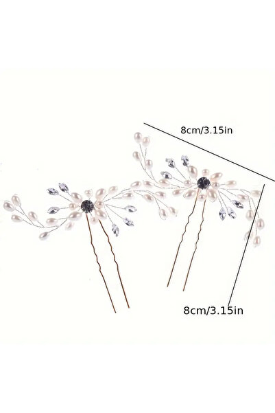 Eva Flore 2 Pieces Pearls Hair Hairpin and Bun Clip for Bride and Engagement