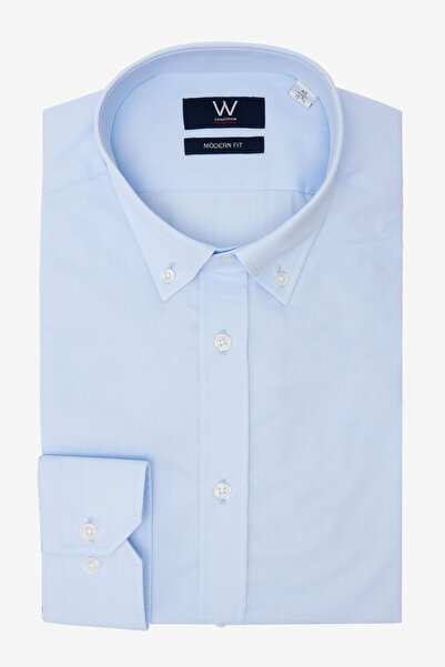W Collection Mavi Basıc Klasik Gömlek