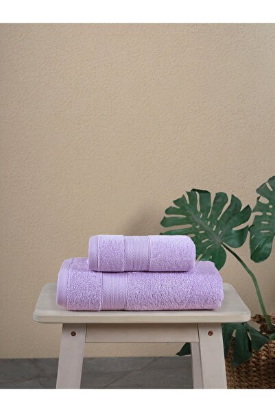 Ellaline Набір з 2 рушників для ванної кімнати, 100% бавовна, сертифікована, набір рушників для тіла та голови, ліловий - 50x80 та 70x130 см