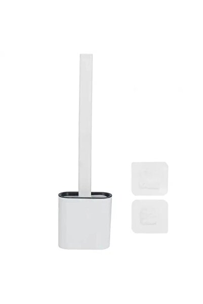 DUFF CLEAN Toaletă practică din silicon alb și perie de toaletă - lipită și îndoită