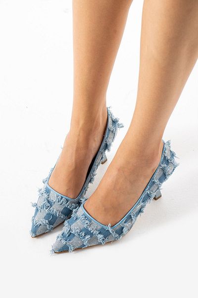 myshoes Pantofi cu toc stiletto de culoare denim de sezon nou