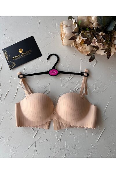 İntive Lingerie Jennie Importat Sutien push-up acoperit manual cu șnur lucios, tăiat cu laser, fără sudură -FK1204
