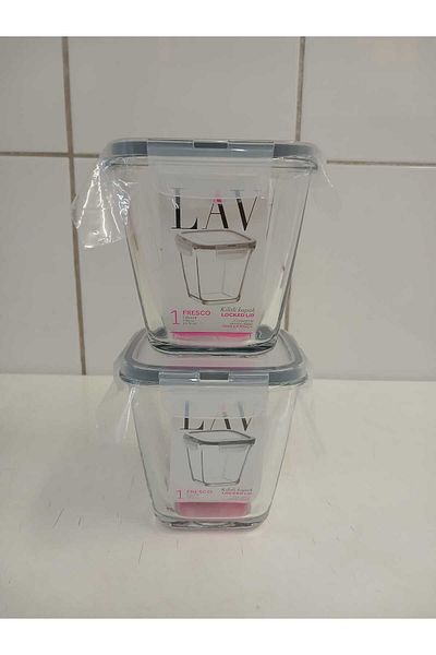 LAV Feyzade Set of 2 Glass Storage Containers with Lock - 700Cc Frs-228