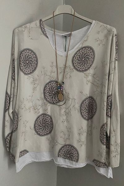 AYASOFYA OTANTIK White Ethnic Pattern Necklace Knitwear Blouse - Cotton Combed, Sleeveless Underwear, Long Sleeve 2-Piece Set