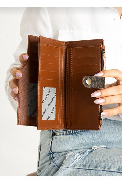 GP GUES POLO Just Polo Women's Brown Taban 14 Compartment Wallet