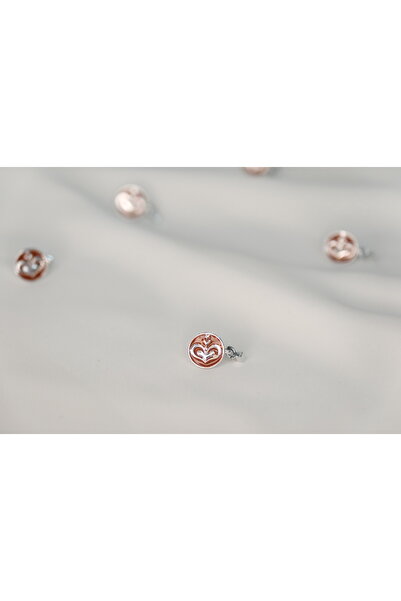 CYB STUDİO Heart Brown Coffee Glass Stainless Steel Charm