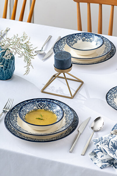 Emsan Ege 24 Parça 6 Kişilik Yemek Takımı Mavi