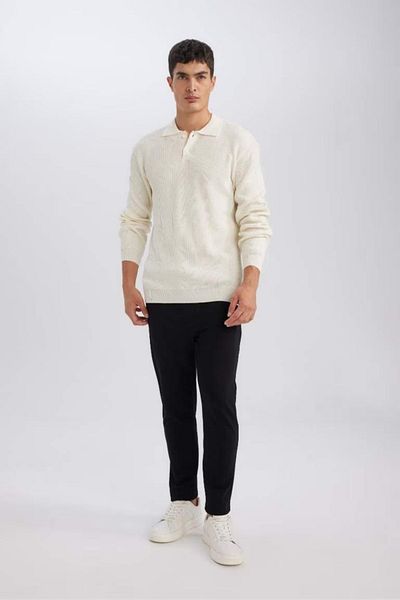 DeFacto Standard-Fit-Strickpullover mit Polokragen und Knöpfen D1959ax24au