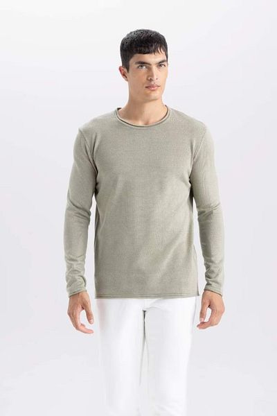 DeFacto Relax Fit Crew Neck Basic Plain Knitwear Sweater D3278Ax24Wn