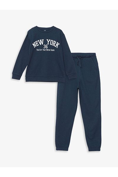 LC Waikiki Lcw Kids Crew Neck Printed Boys Tracksuit Set