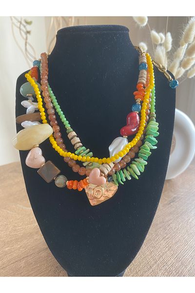 Store Boho Style Multilayer Resin Artificial Pearl Style Necklace