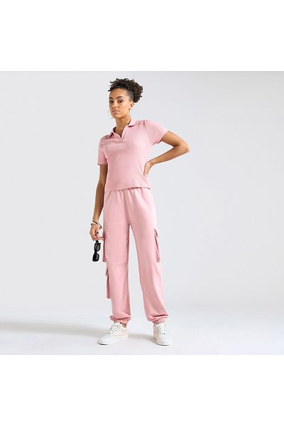 FAV Textured Polo T-shirt and Cargo Joggers Set