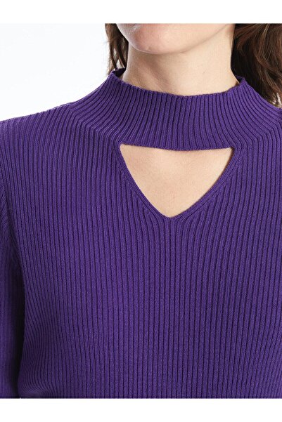 LC Waikiki LCWAIKIKI Classic Açık Mor Dik Yaka Kadın Triko Kazak